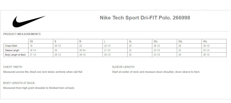 Nike dri fit polo shirt size chart Clearance