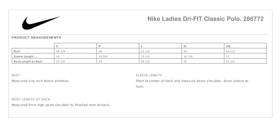 nike dri fit polo womens sizing