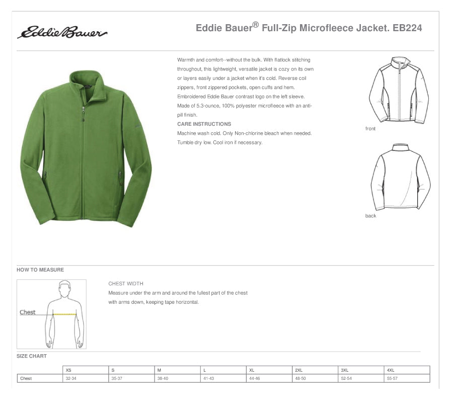 EB224 Eddie Bauer® Full-Zip Microfleece Jacket w/Check Point emb