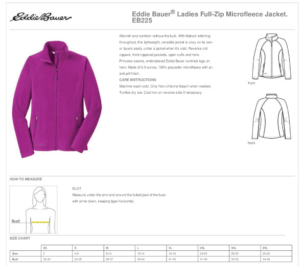 EB225 Eddie Bauer® LADIES Full-Zip Microfleece Jacket w/Check Point emb left chest